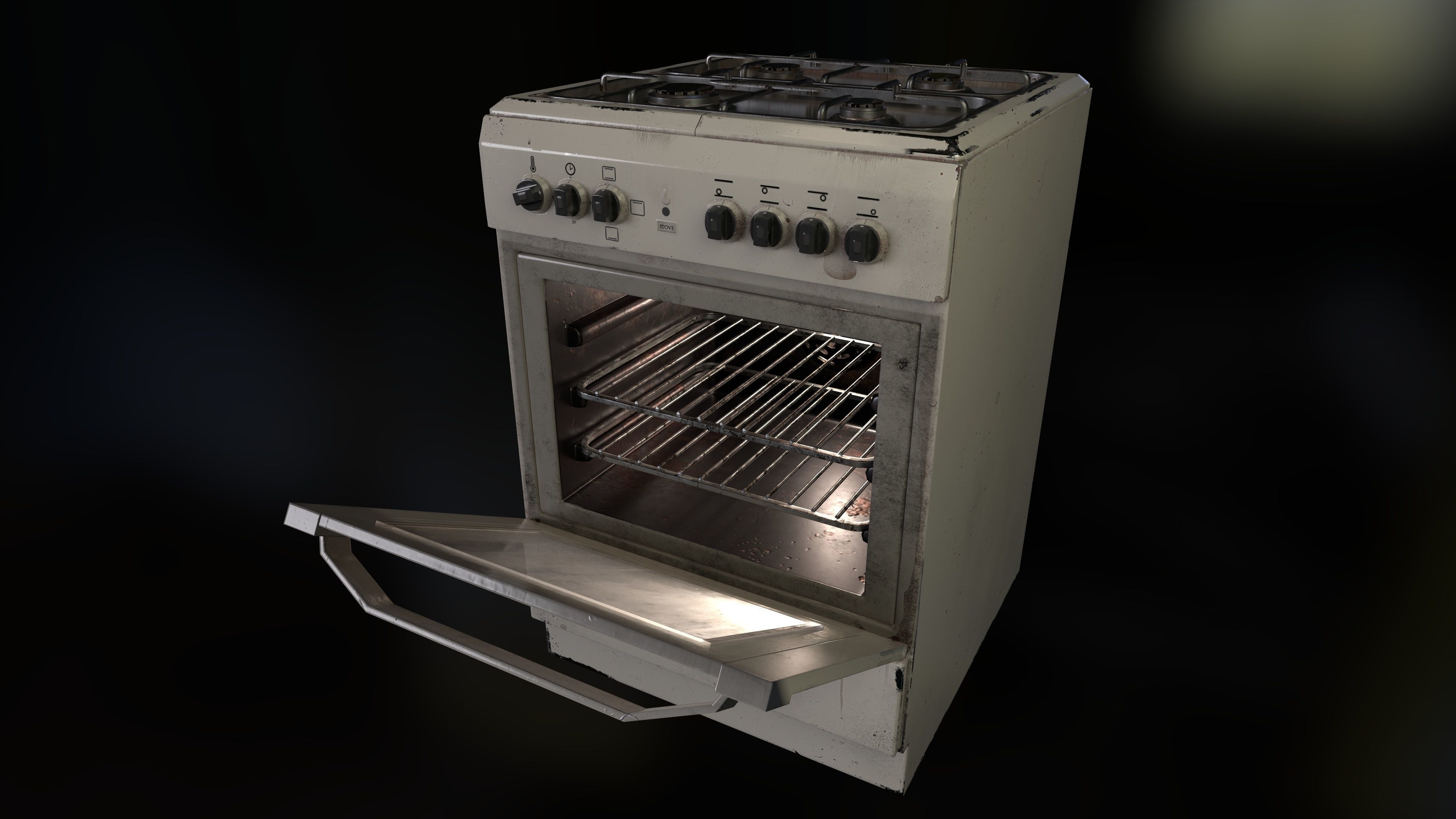 3D PBR Stove with texture sets Low-poly 3D model_14