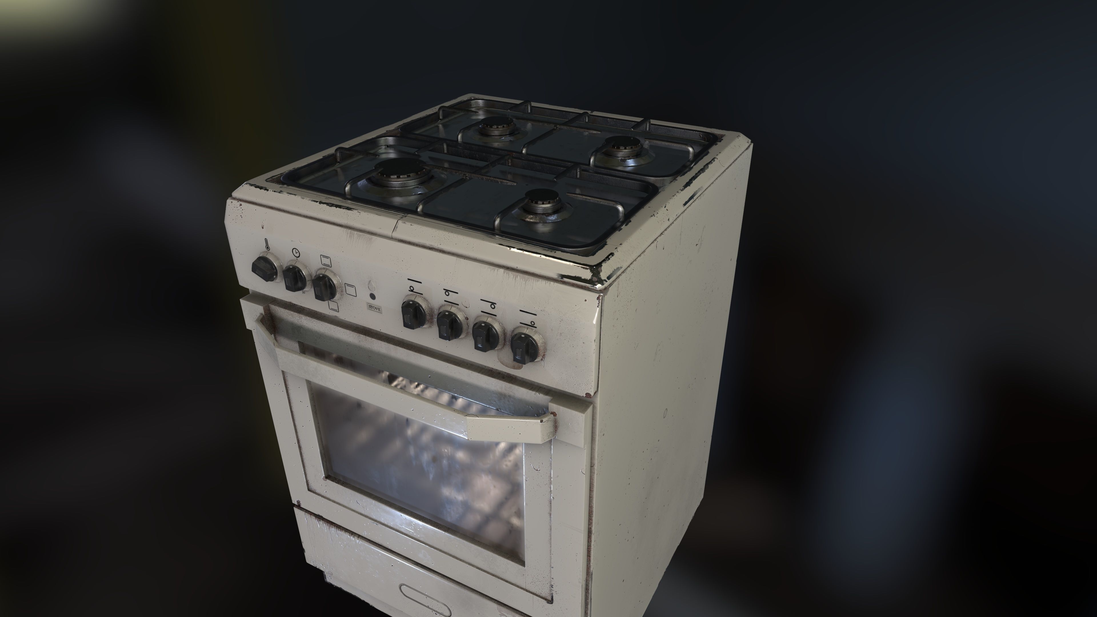 3D PBR Stove with texture sets Low-poly 3D model_6