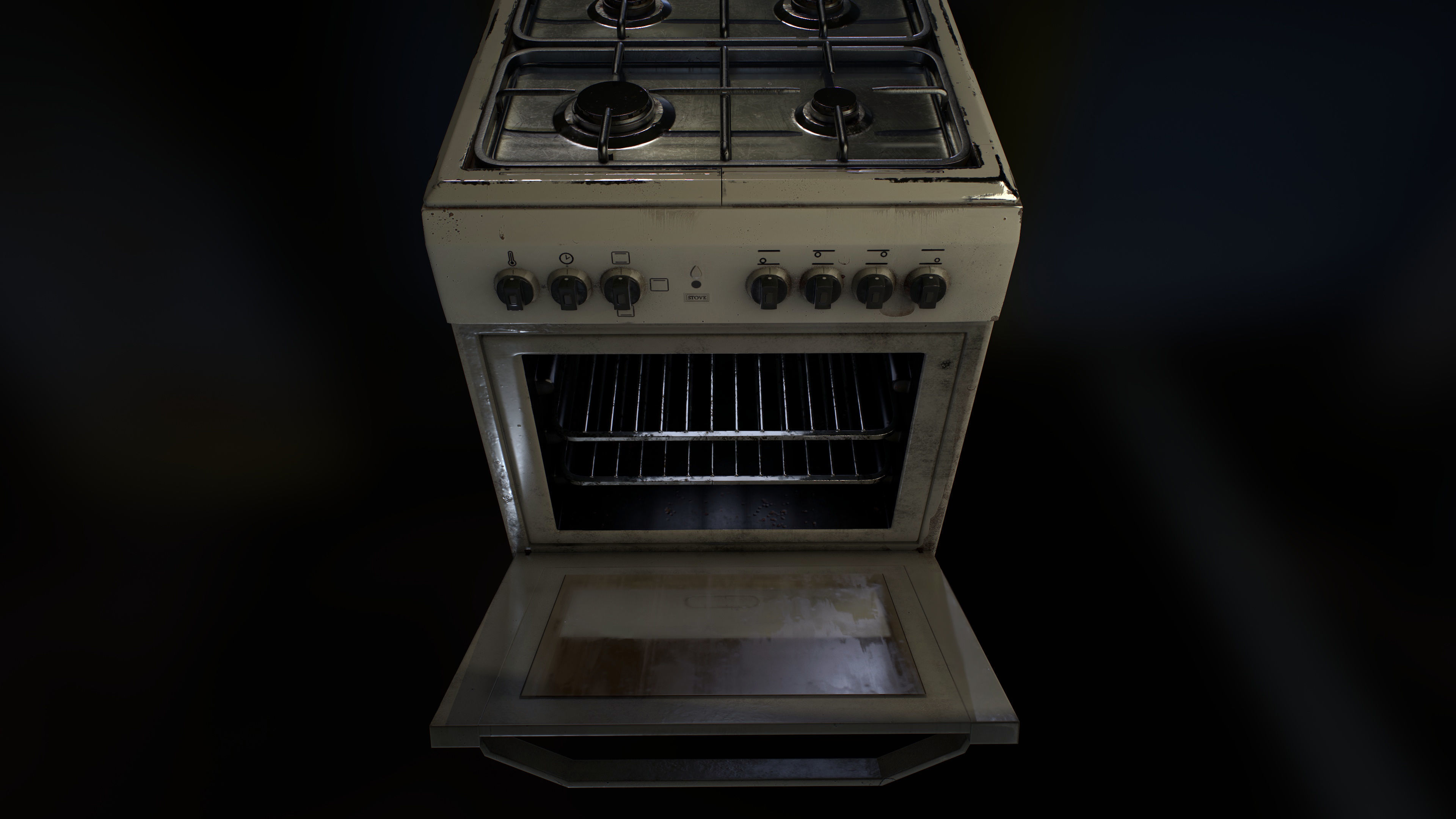 3D PBR Stove with texture sets Low-poly 3D model_16