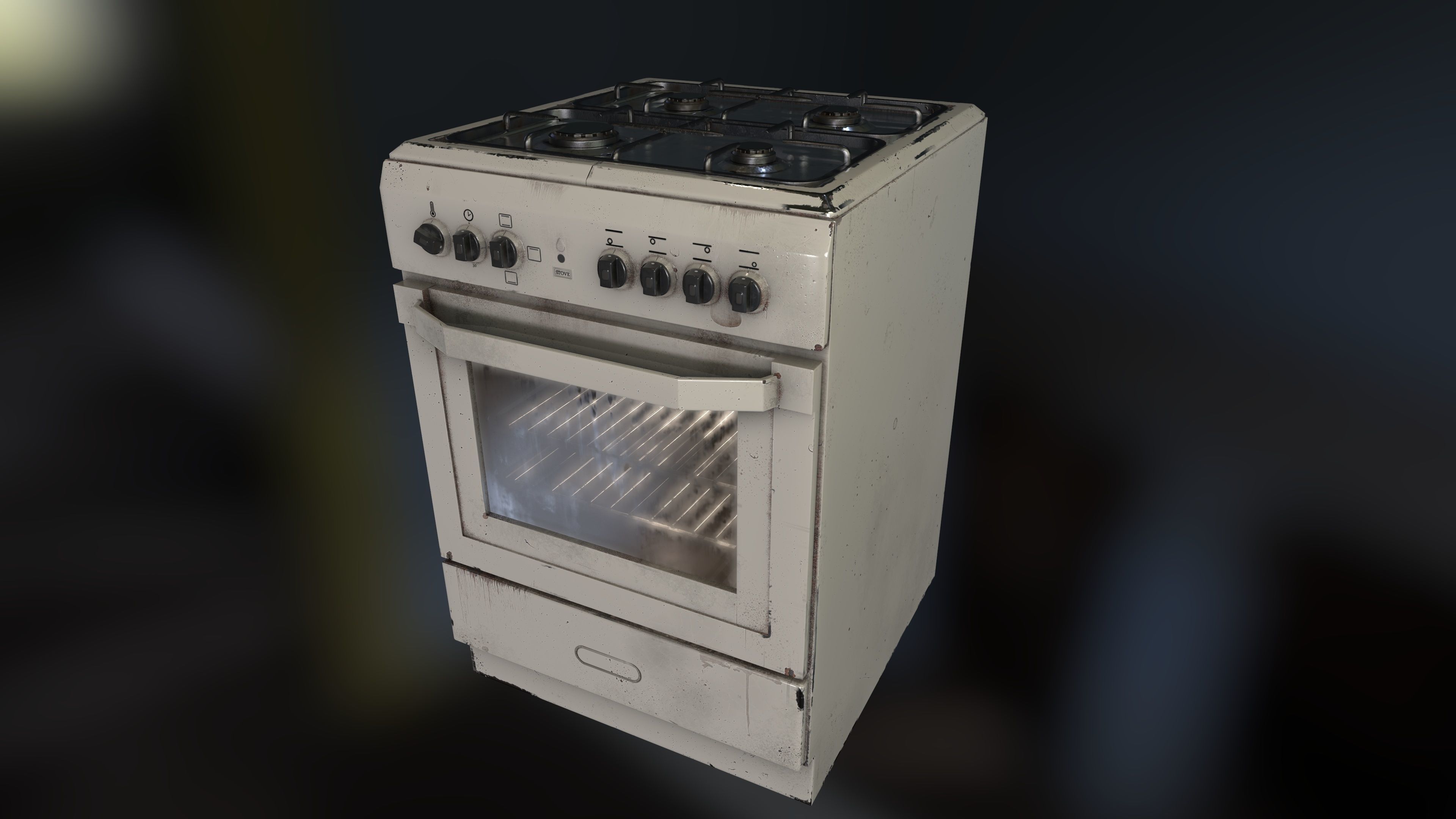 3D PBR Stove with texture sets Low-poly 3D model_19