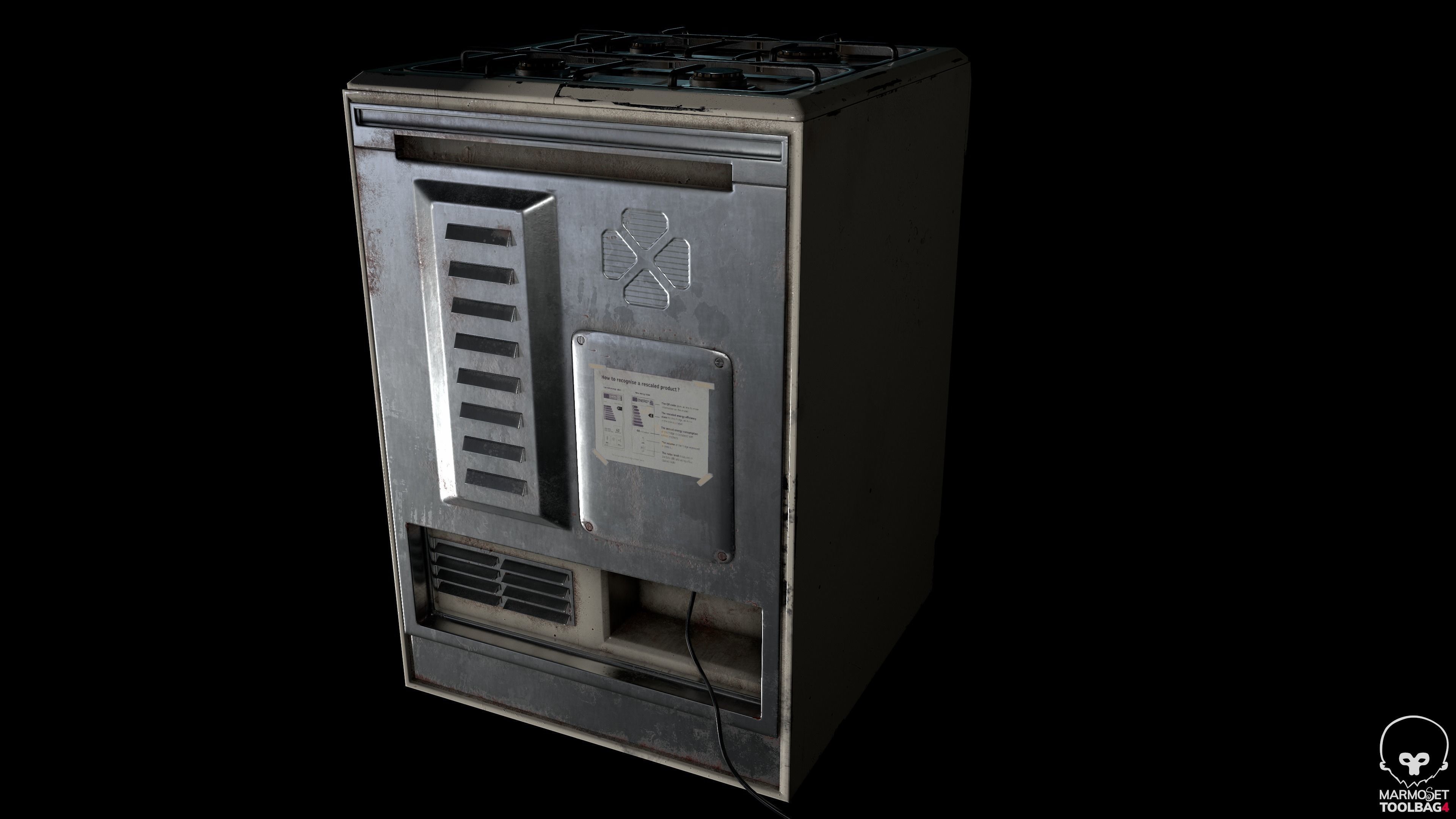 3D PBR Stove with texture sets Low-poly 3D model_12