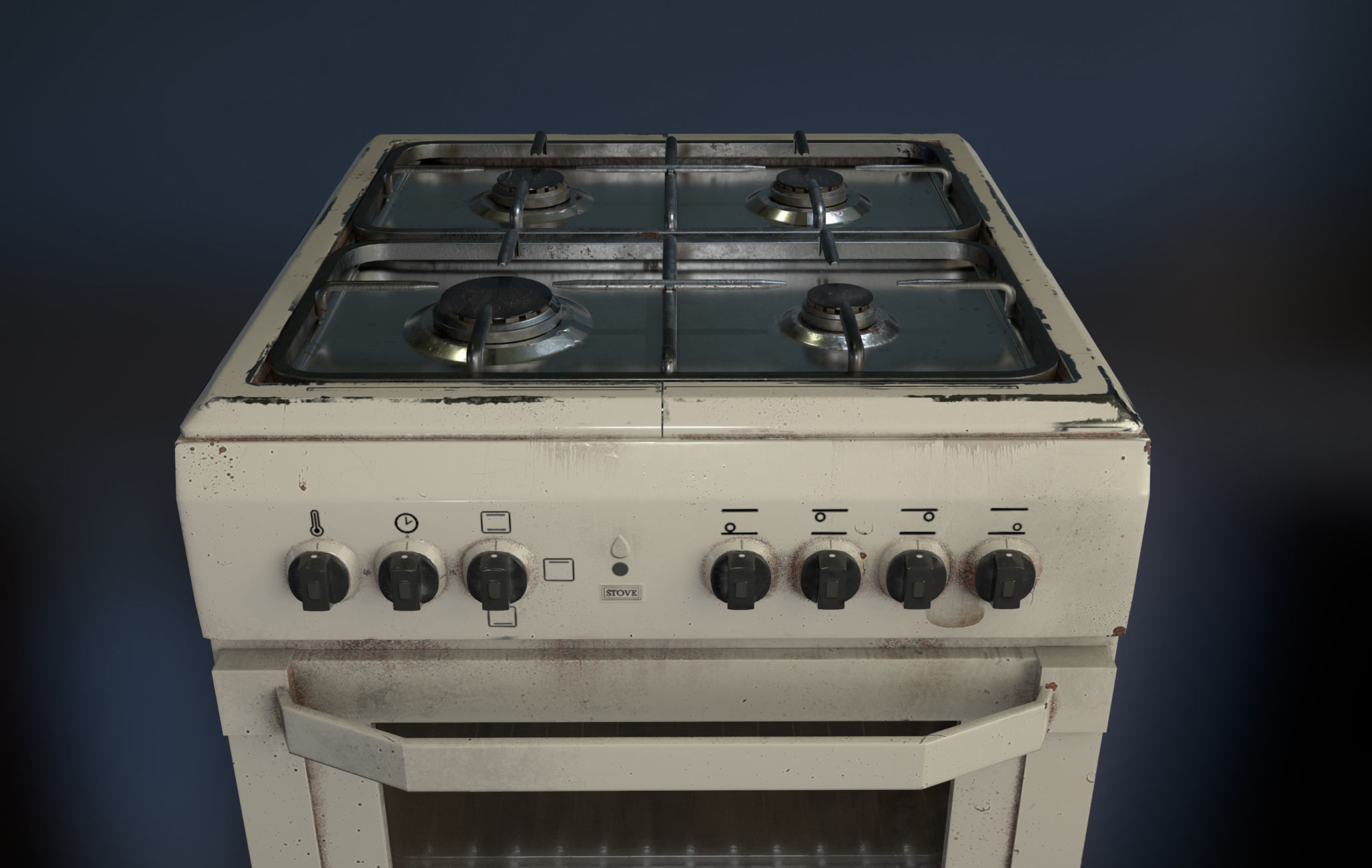 3D PBR Stove with texture sets Low-poly 3D model_7