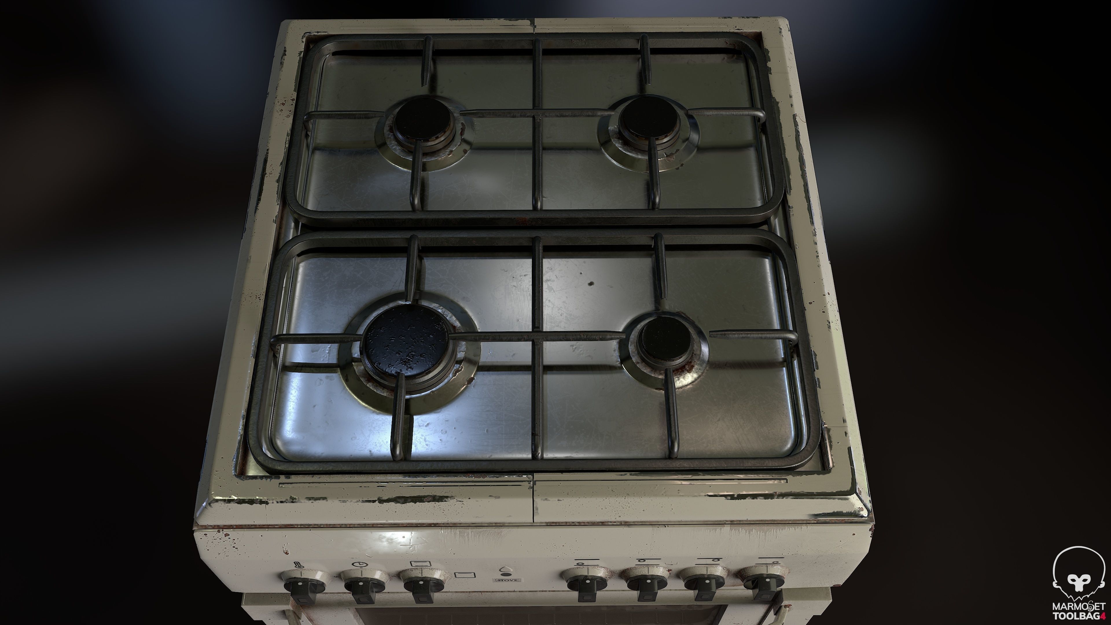 3D PBR Stove with texture sets Low-poly 3D model_9
