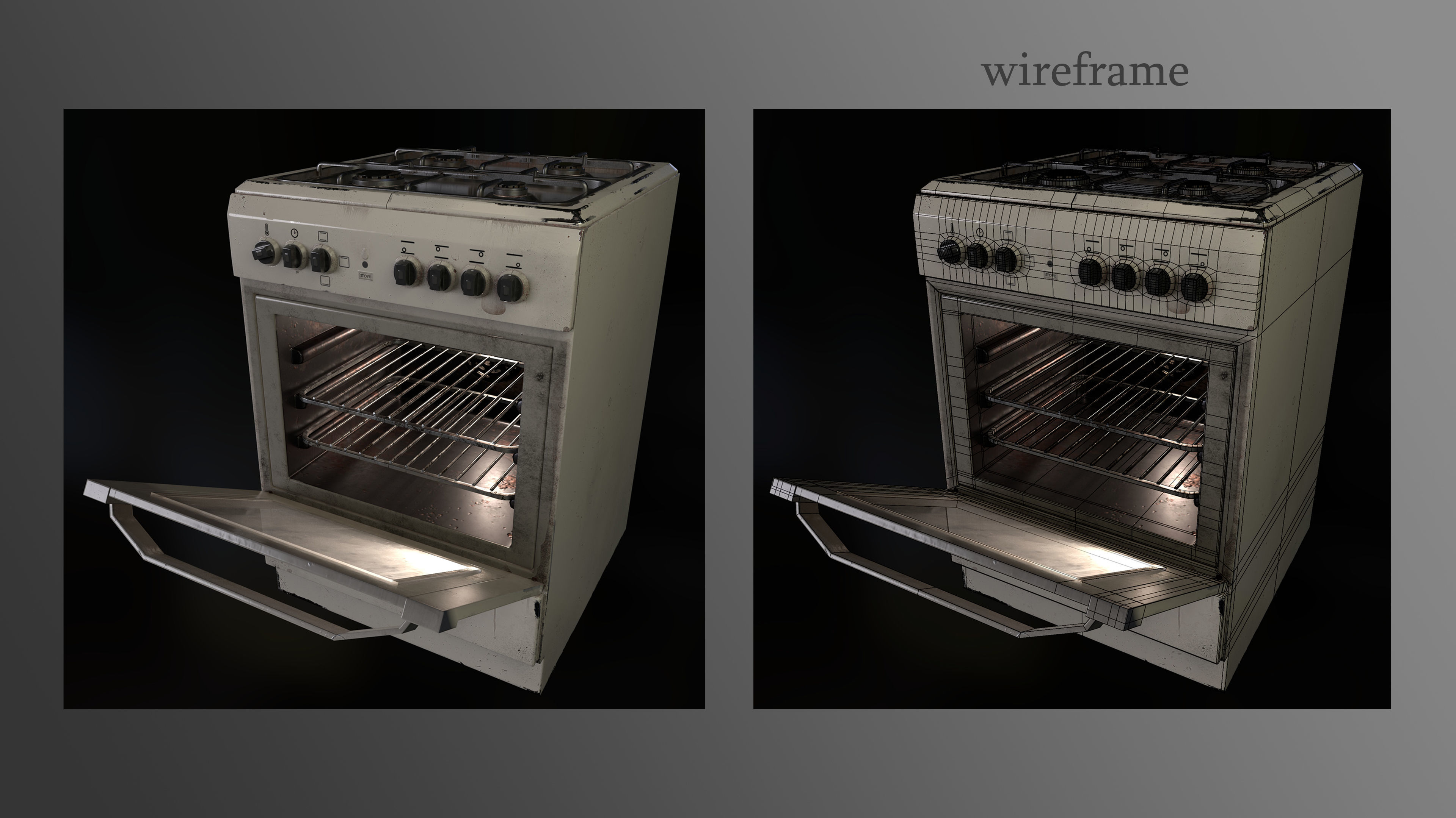 3D PBR Stove with texture sets Low-poly 3D model_22
