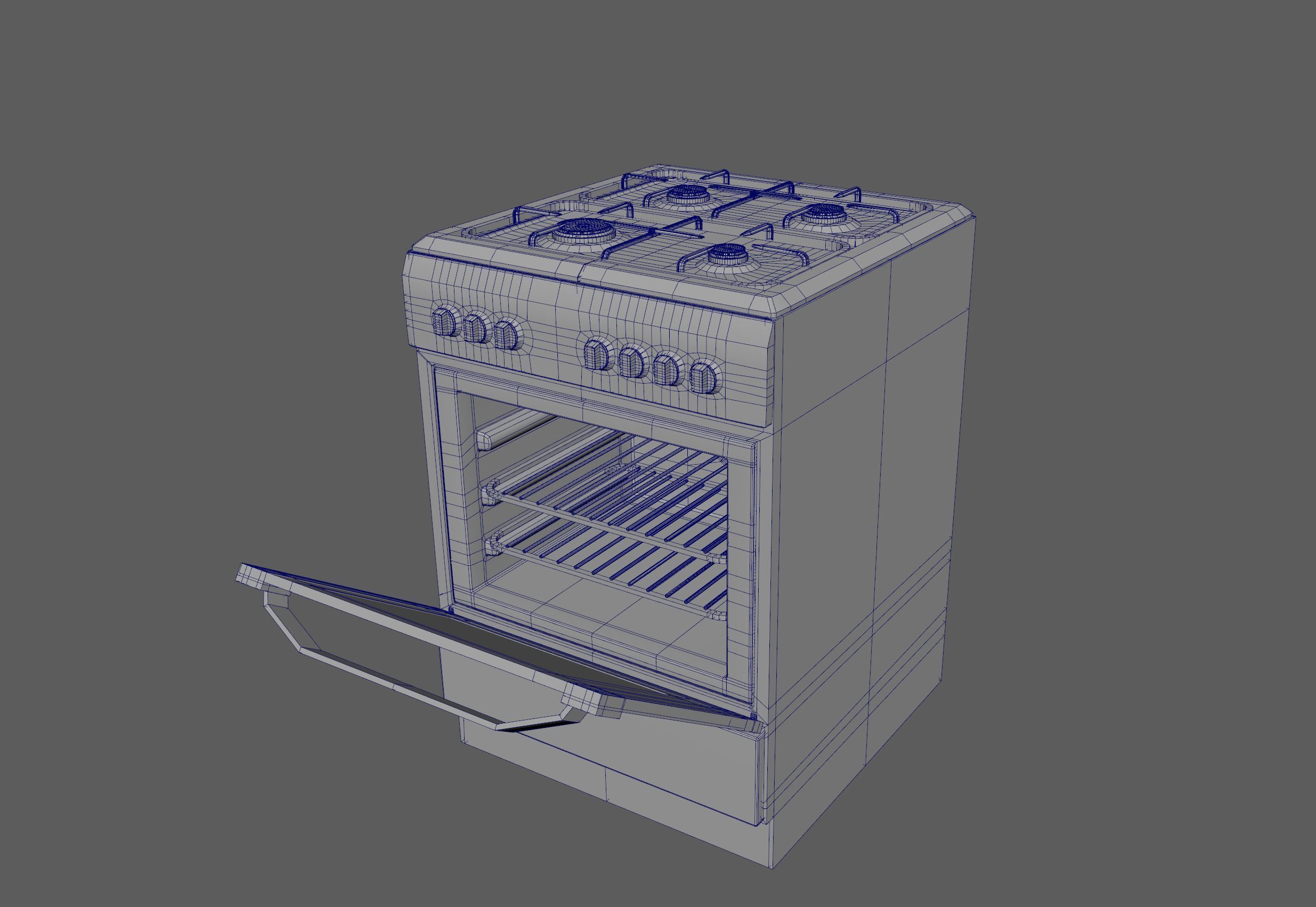 3D PBR Stove with texture sets Low-poly 3D model_23