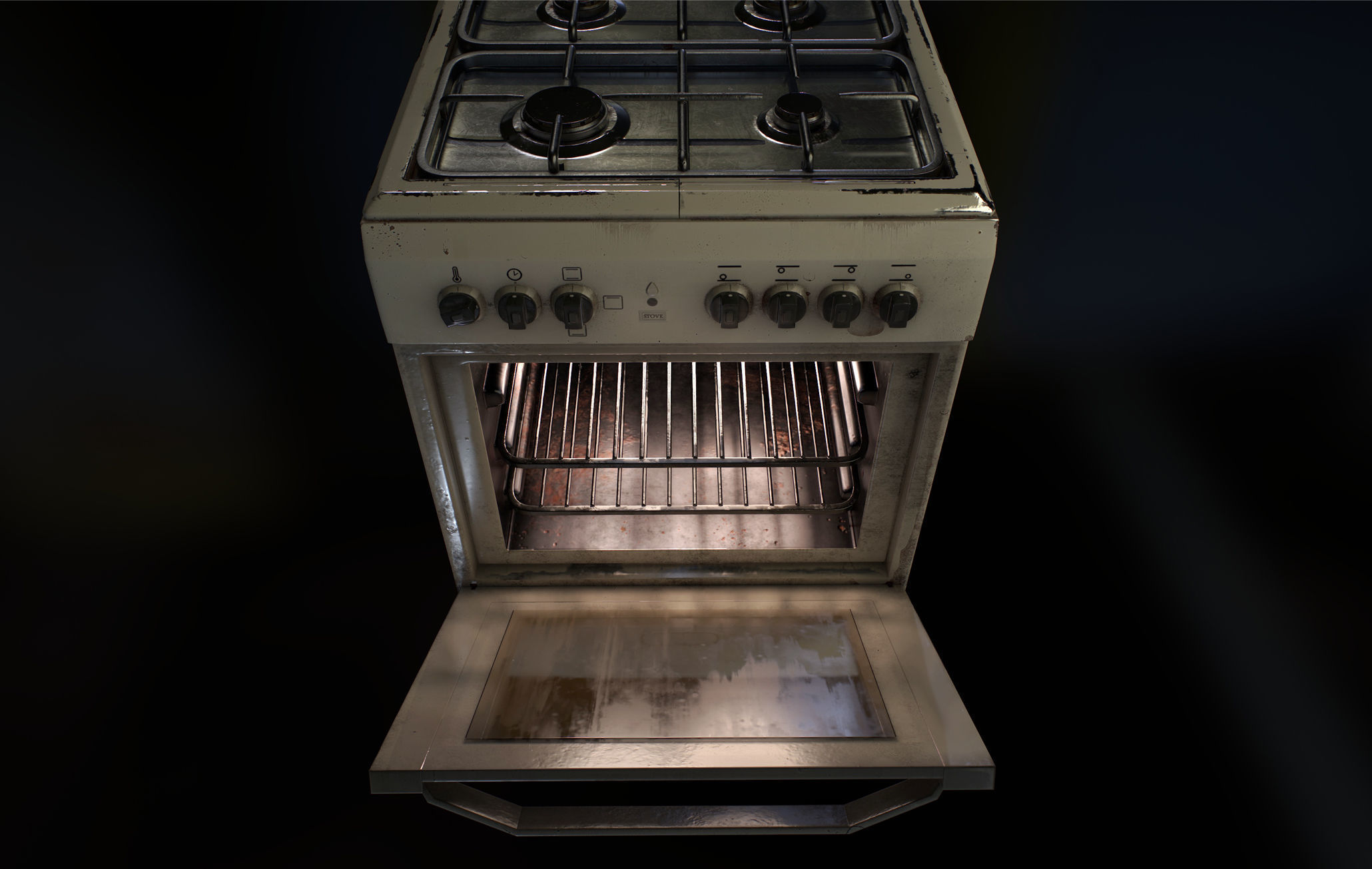 3D PBR Stove with texture sets Low-poly 3D model_15