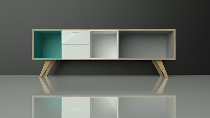 RTV - cabinet - wood - colorful - furniture set - Artrzcinski Low-poly 3D model