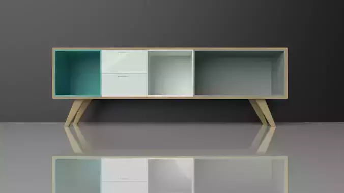 RTV - cabinet - wood - colorful - furniture set - Artrzcinski