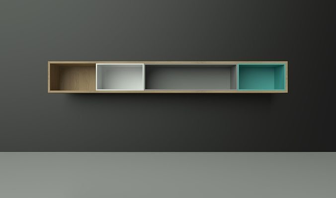 Shelf Bookcase shelving wood colorful furniture set Artrzcinski Low-poly 3D model