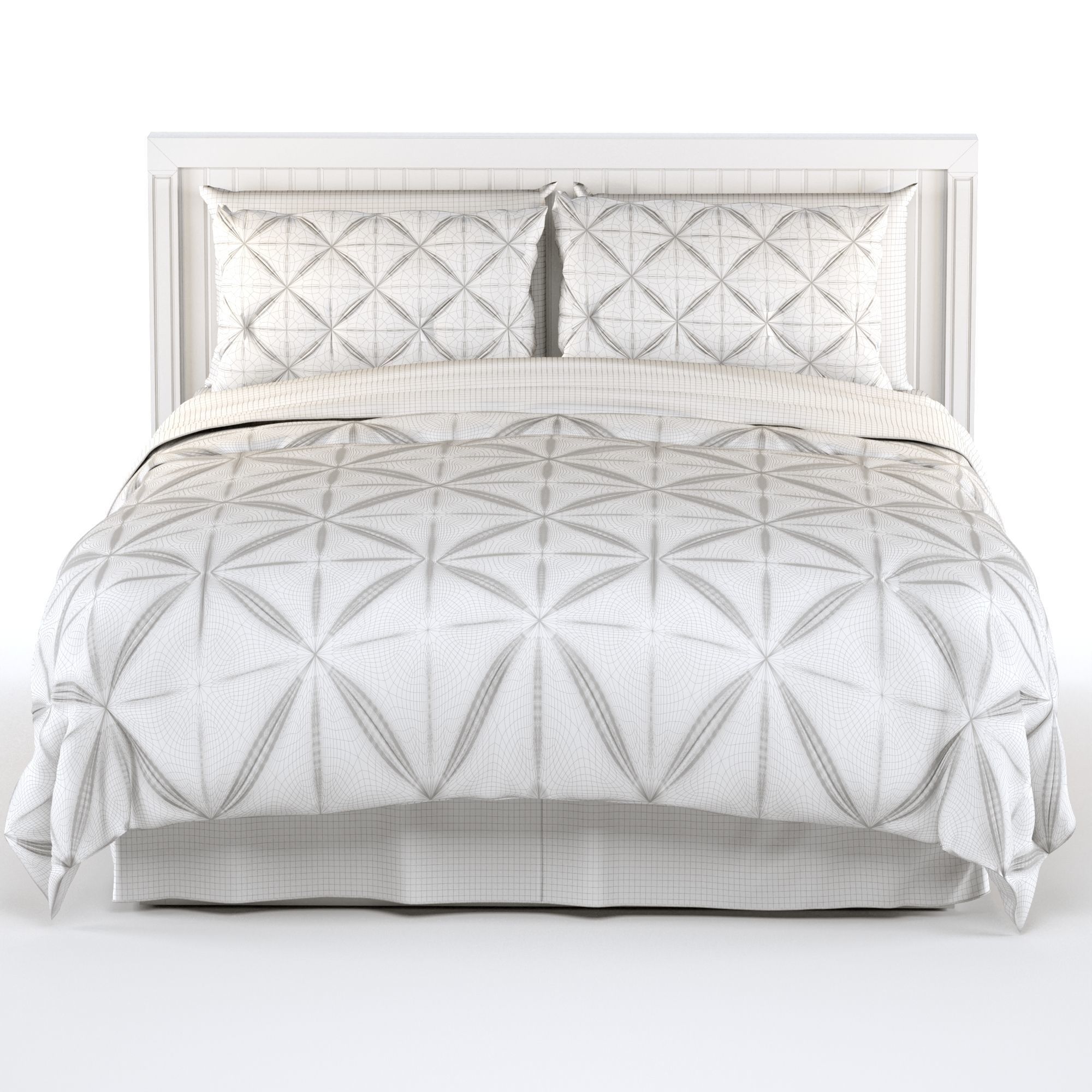 bed pintuck bedding 3D model_4