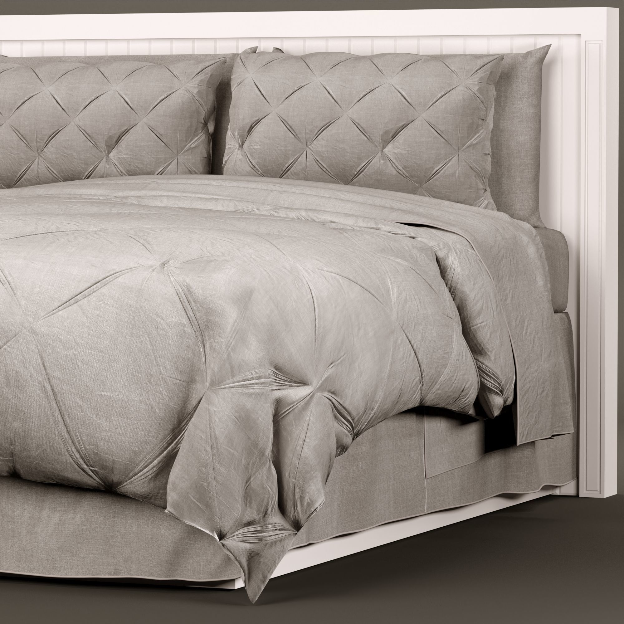 bed pintuck bedding 3D model_1