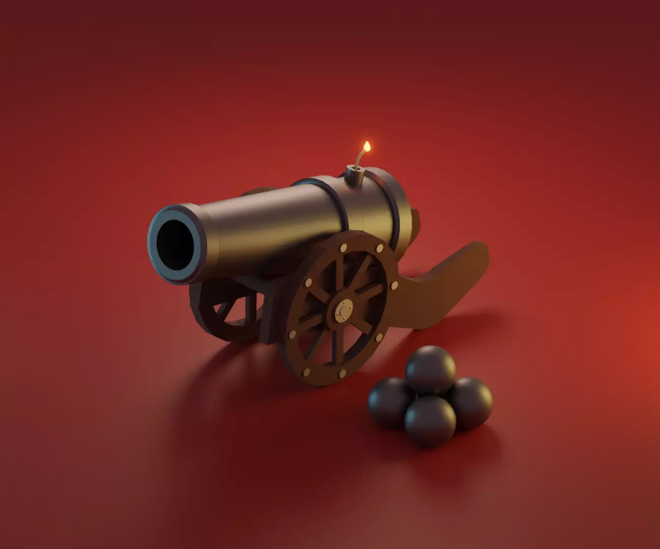 Cartoon Cannon Low-poly 3D model