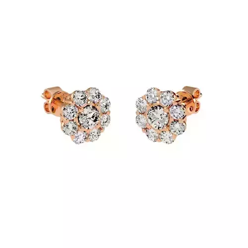 Earrings-111 rose gold diamond stud earrings 3D print model