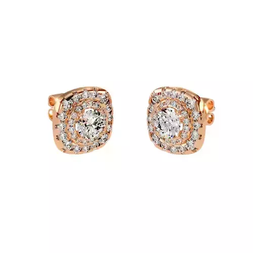 Earrings-107 rose gold diamond stud earrings 3D print model