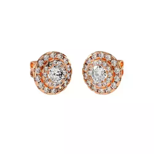 Earrings-106 gold diamond halo stud earrings 3D print model