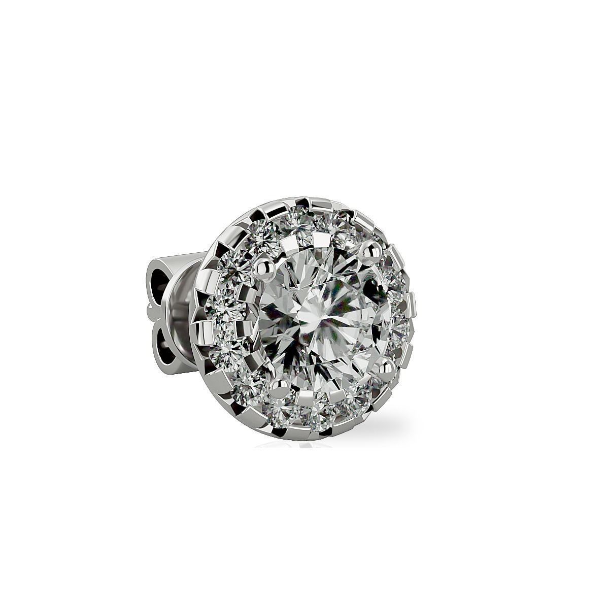 Earrings-105 rose gold diamond halo stud earring 3D print model_5