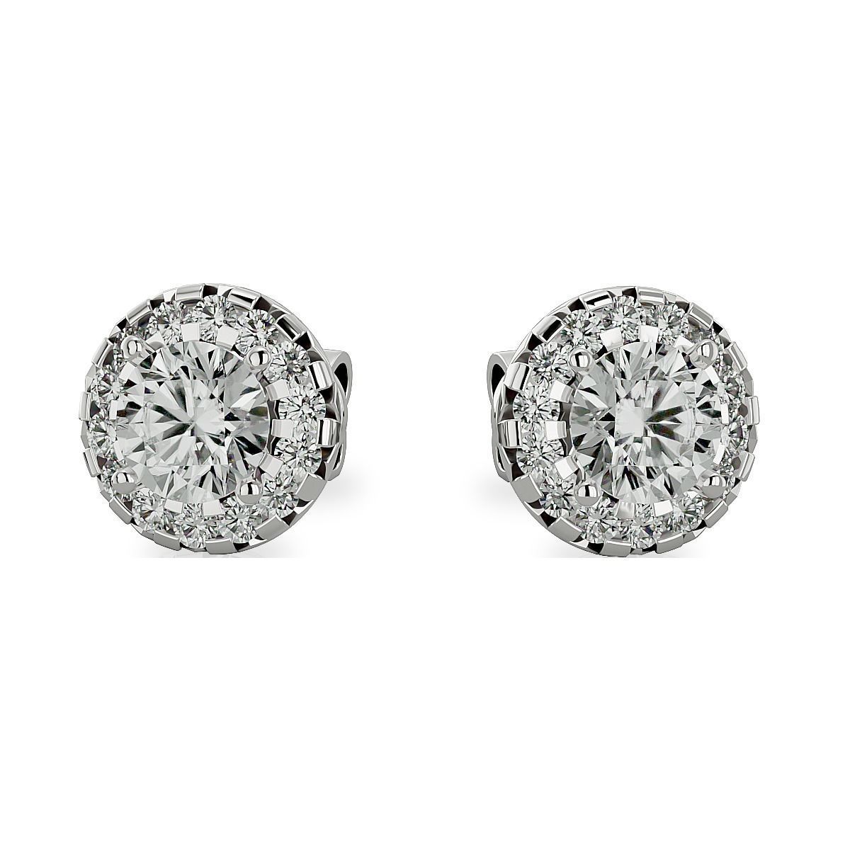 Earrings-105 rose gold diamond halo stud earring 3D print model_4