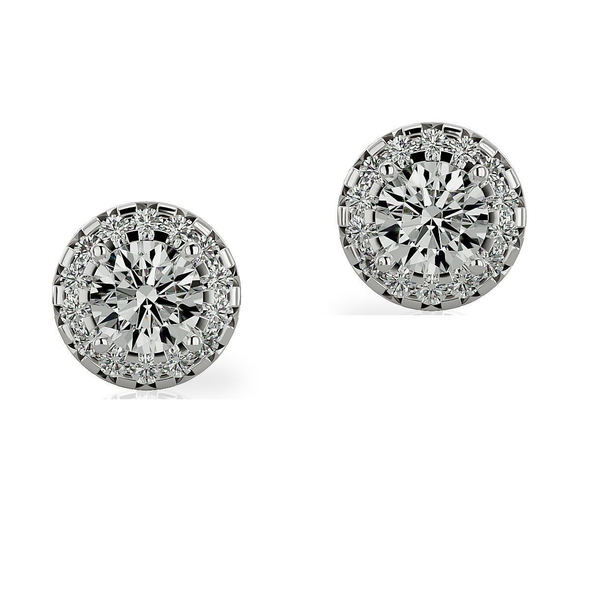 Earrings-105 rose gold diamond halo stud earring 3D print model_6