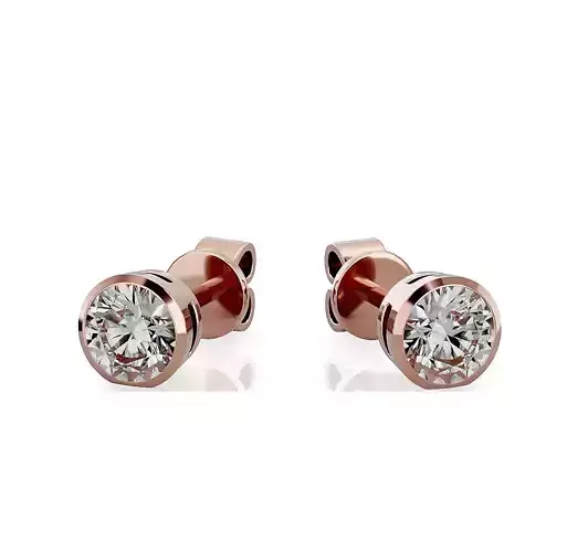 Earrings-100 rose gold stud earring with diamond 3D print model