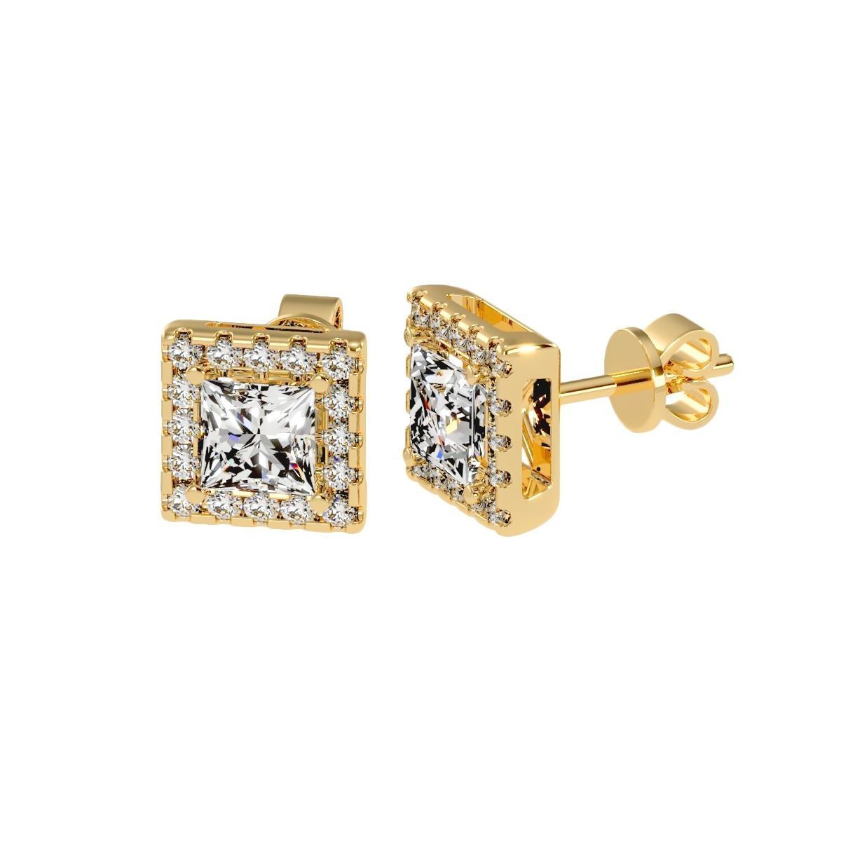 Earrings-108 rose gold stud earrings with cubic zirconia 3D print model_18