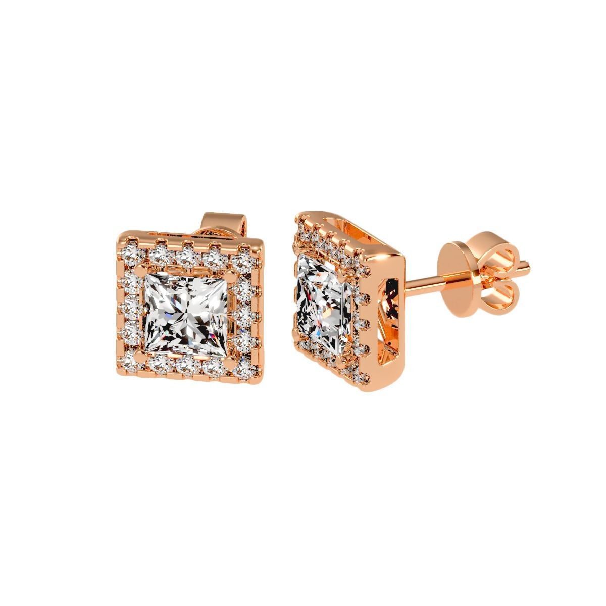 Earrings-108 rose gold stud earrings with cubic zirconia 3D print model_5