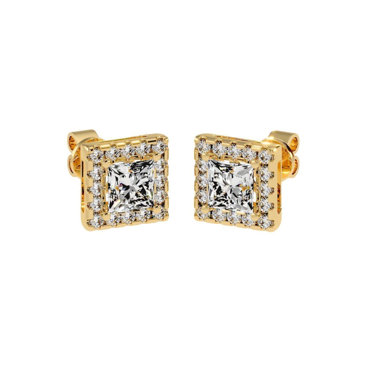 Earrings-108 rose gold stud earrings with cubic zirconia 3D print model_14