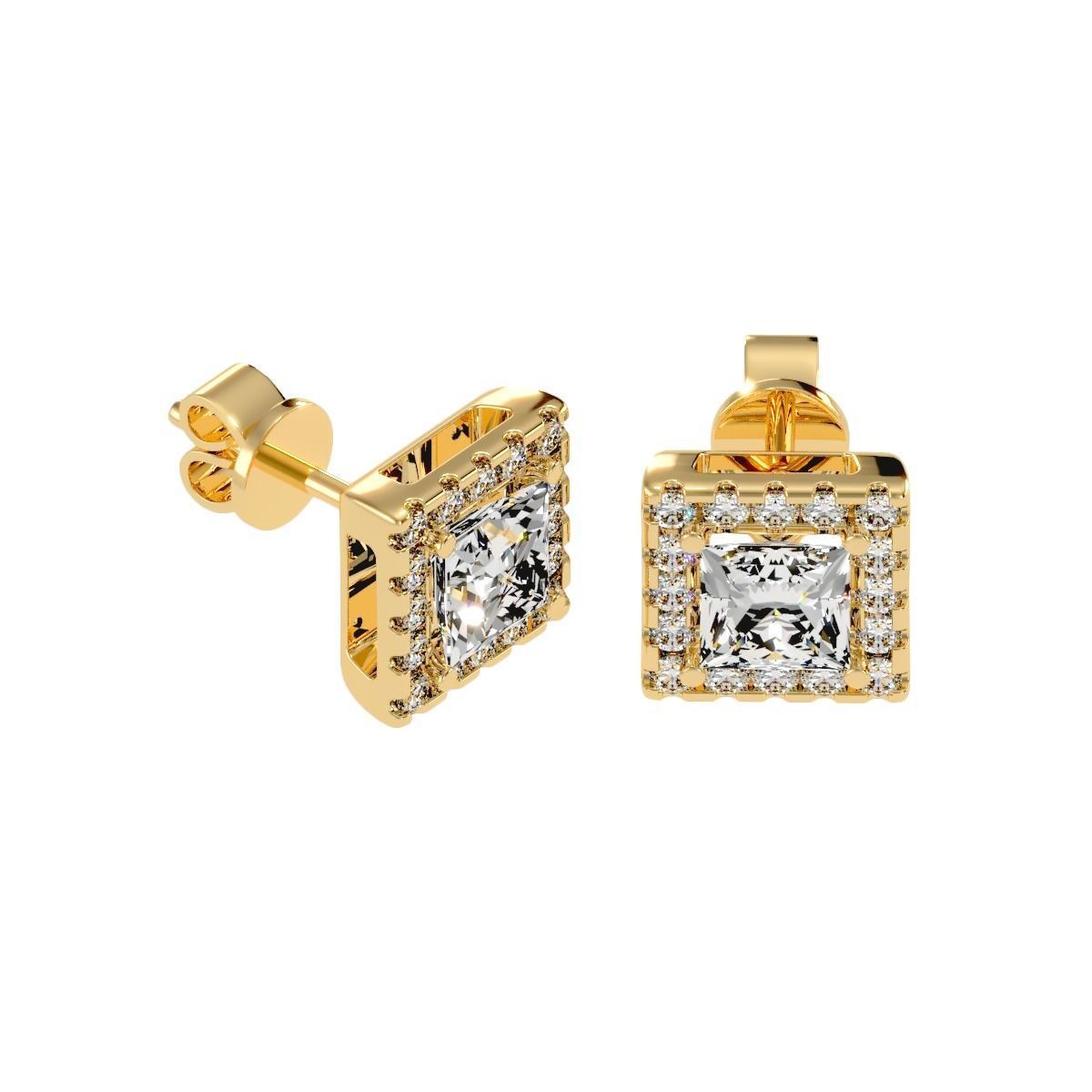 Earrings-108 rose gold stud earrings with cubic zirconia 3D print model_16