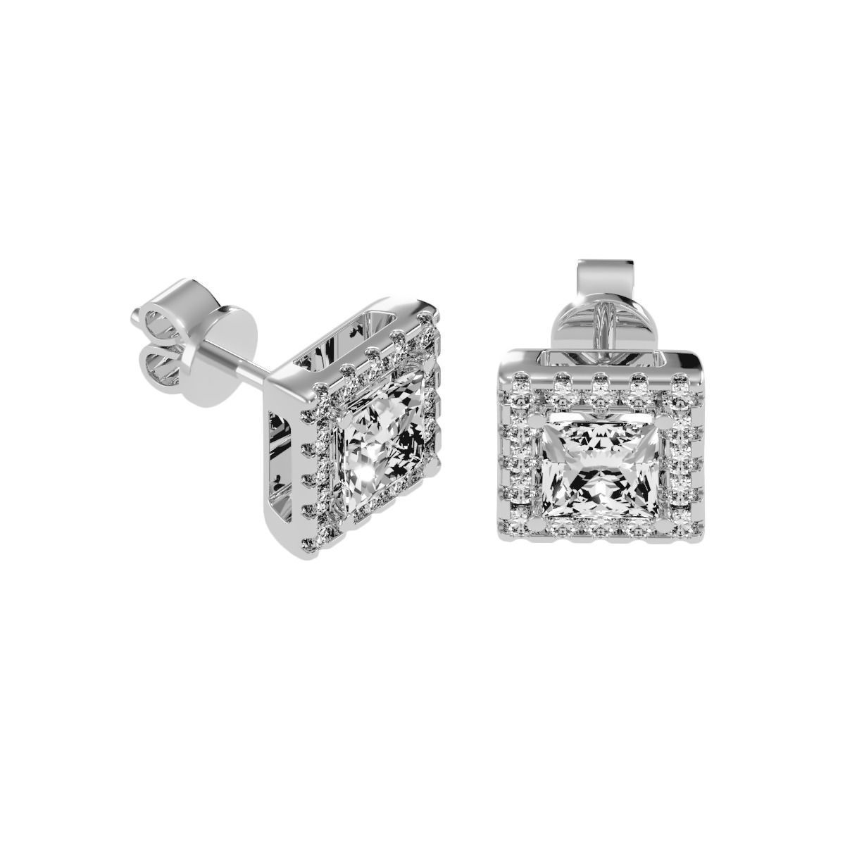 Earrings-108 rose gold stud earrings with cubic zirconia 3D print model_9