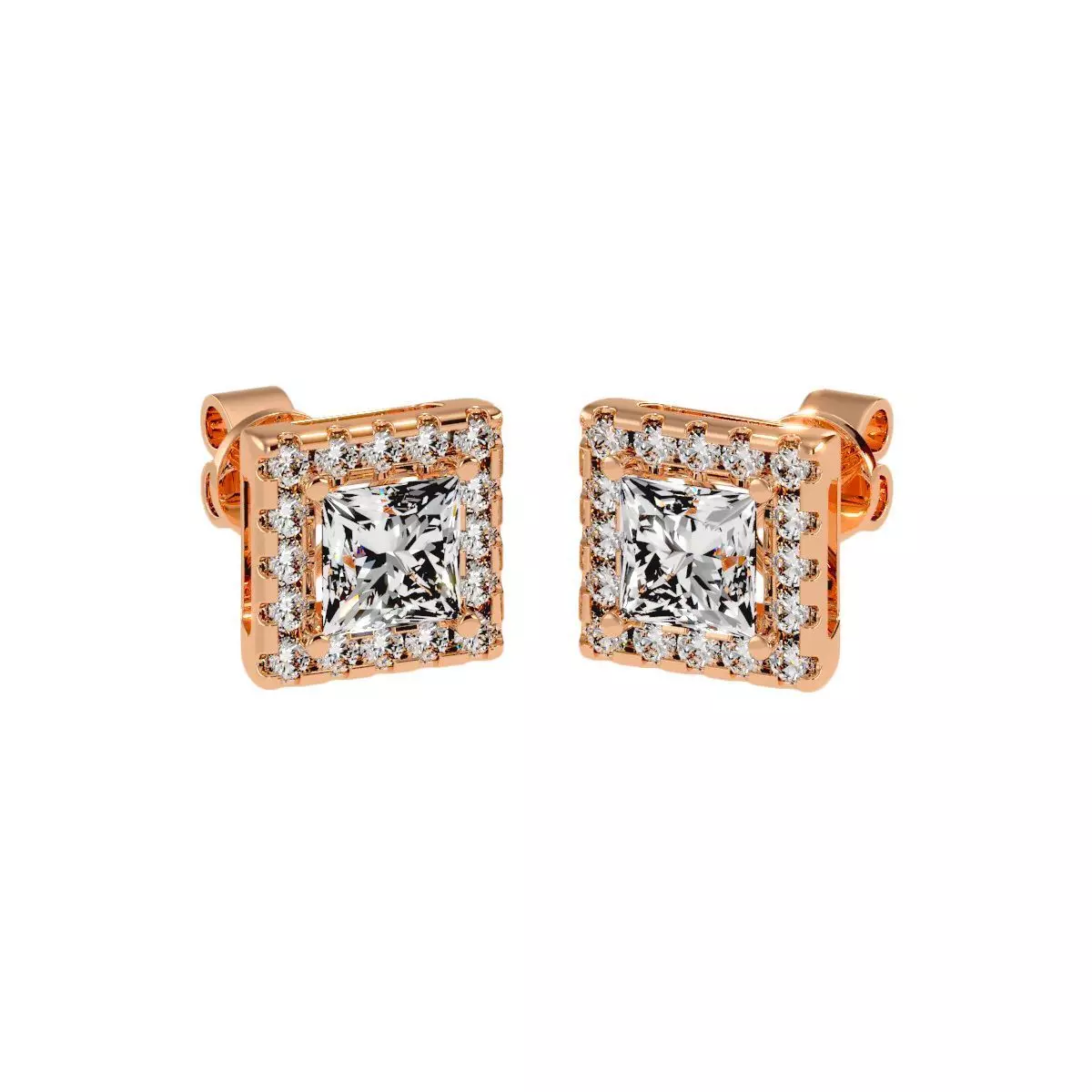 Earrings-108 rose gold stud earrings with cubic zirconia 3D print model_0