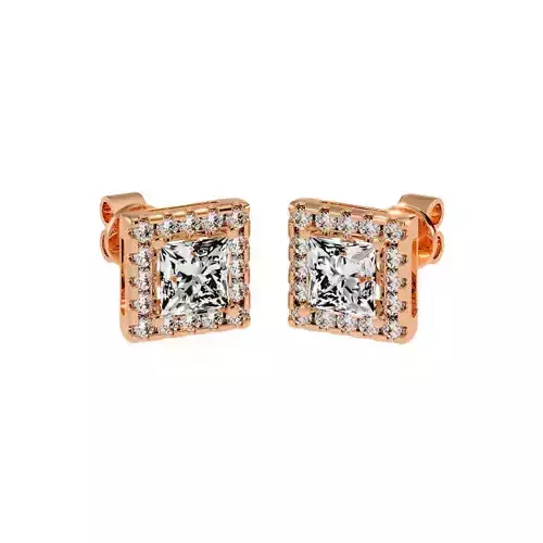 Earrings-108 rose gold stud earrings with cubic zirconia