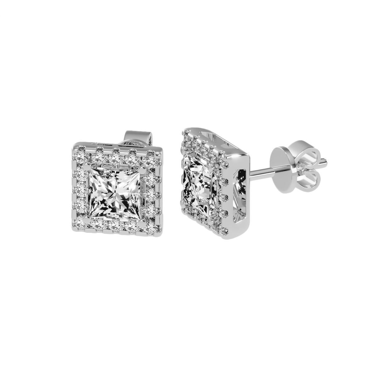 Earrings-108 rose gold stud earrings with cubic zirconia 3D print model_12