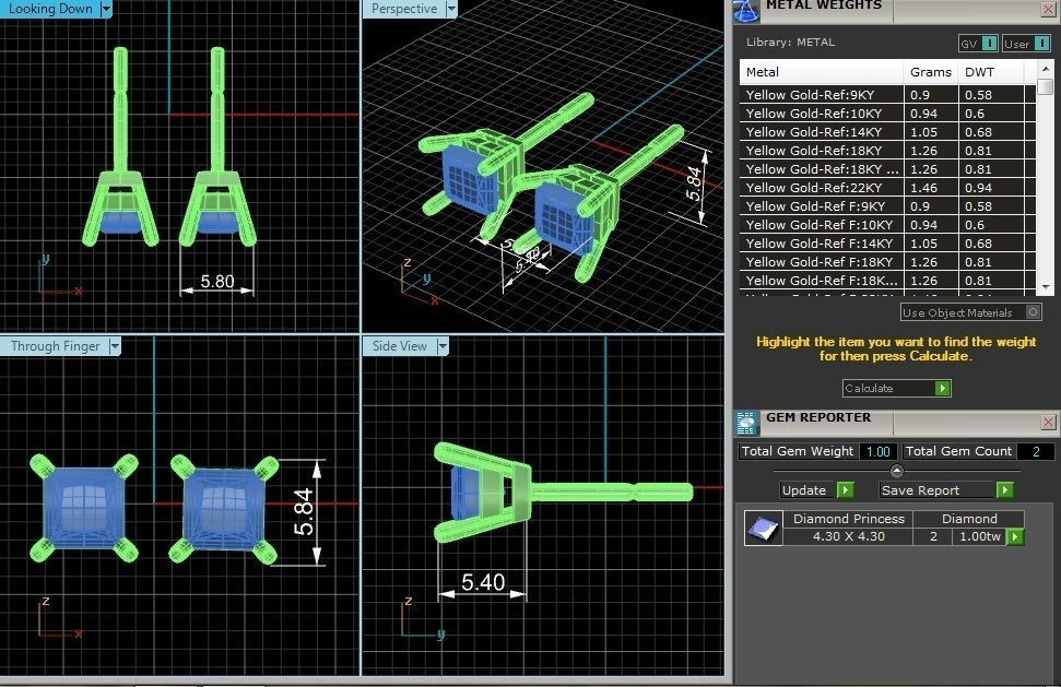 Earrings-103 princess cut diamond stud earring in rose gold 3D print model_3