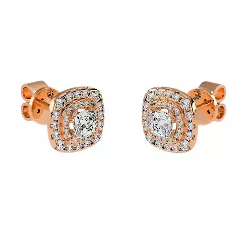Earrings-109 rose gold diamond stud earrings 3D print model