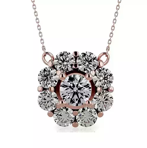 Pendant-116 diamond cluster necklace in rose gold