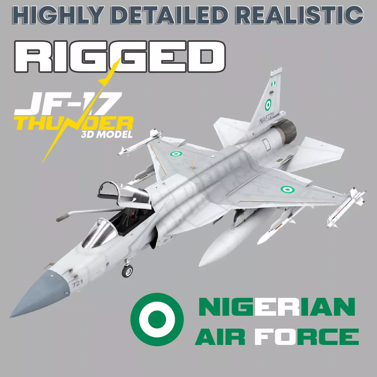 JF-17 Thunder Nigeria Realistic Rigged Low-poly 3D model_0