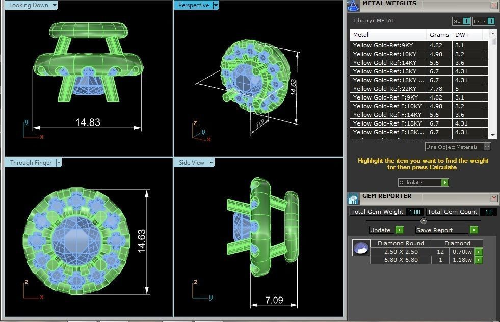 Pendant-108 round diamond pendant on chain 3D print model_1