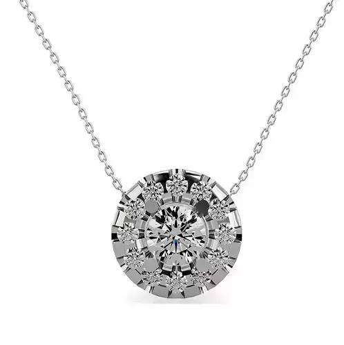Pendant-108 round diamond pendant on chain