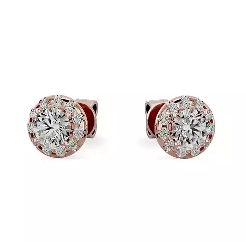 Earrings-10871 rose gold diamond stud earring 3D print model