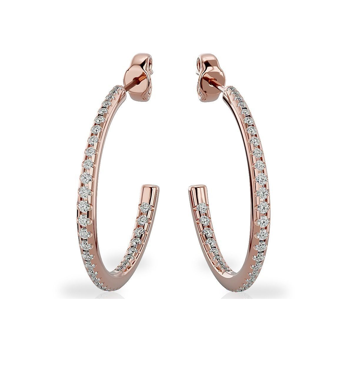 Earrings-113 rose gold hoop earrings with diamonds 3D print model_2