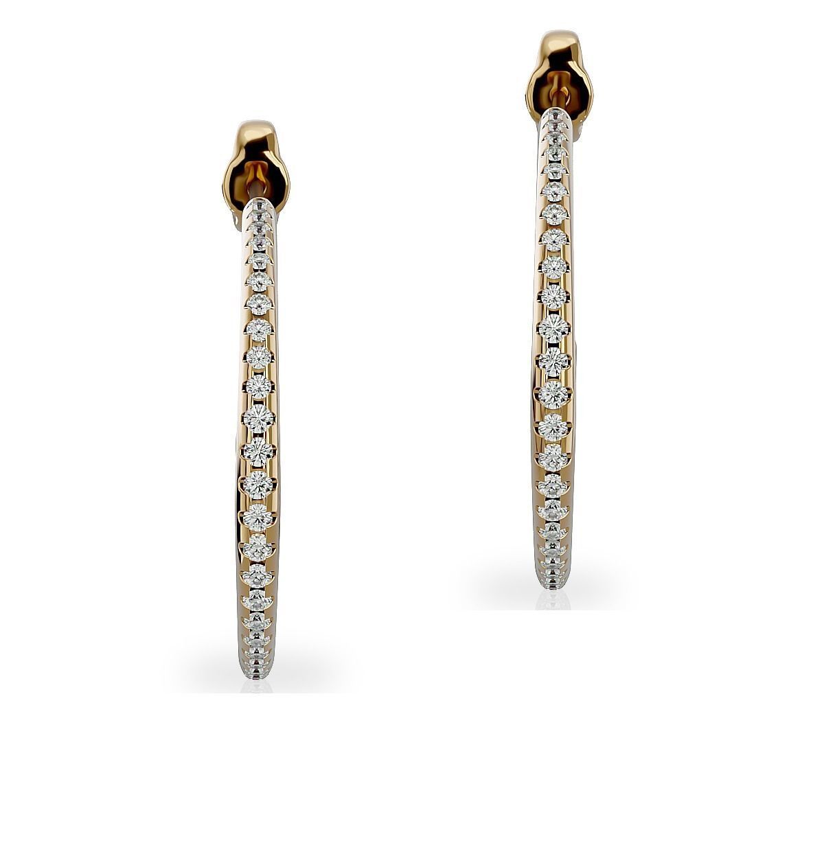 Earrings-113 rose gold hoop earrings with diamonds 3D print model_9