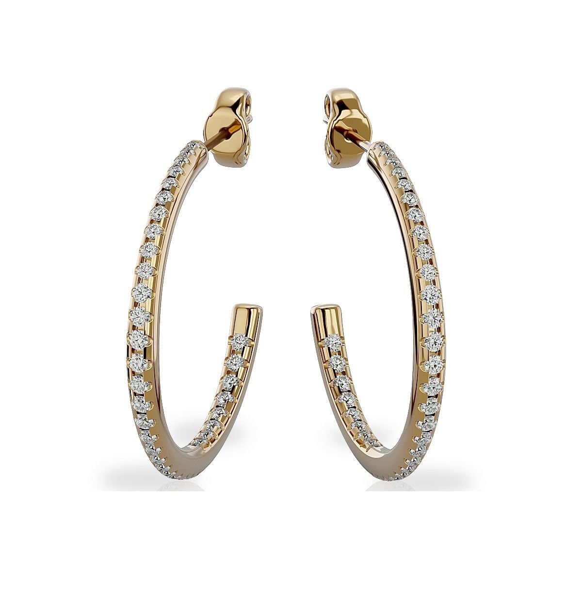 Earrings-113 rose gold hoop earrings with diamonds 3D print model_7