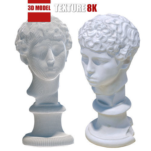 Plaster head of a Libyan boy 126 Low-poly 3D model