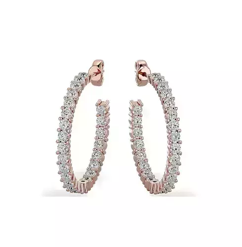 Earrings-109 diamond hoop earring in rose gold 3D print model