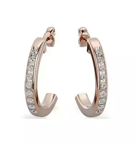 Earrings-104 rose gold hoop earrings with diamonds 3D print model