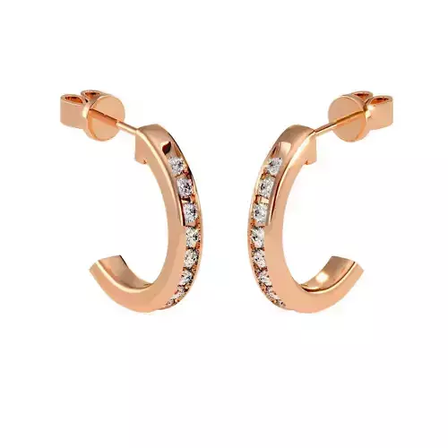Earrings-105 gold hoop earrings with cubic zirconia 3D print model