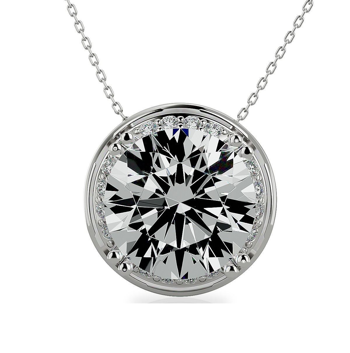 Pendant-140717 round cut diamond pendant in rose gold 3D print model_5