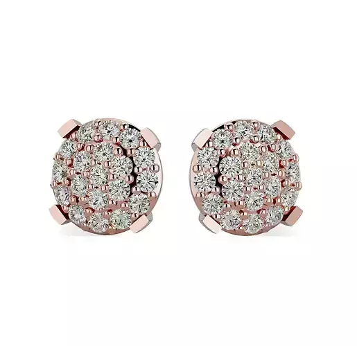Earrings-140606 rose gold stud earring with diamonds