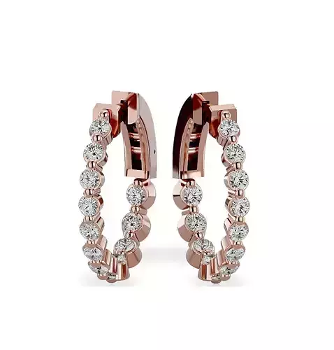 Earrings-140289 rose gold hoop earrings with diamonds