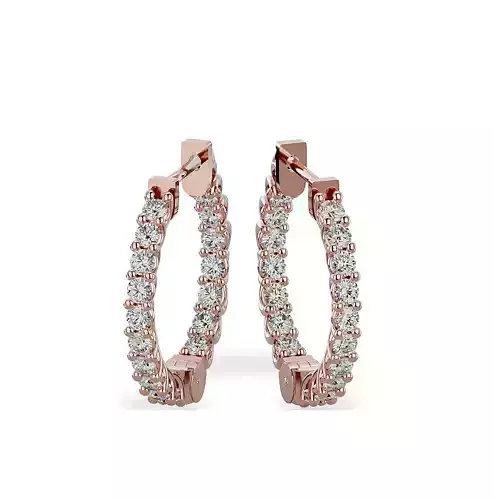 Earrings-140237 rose gold hoop earring with diamonds
