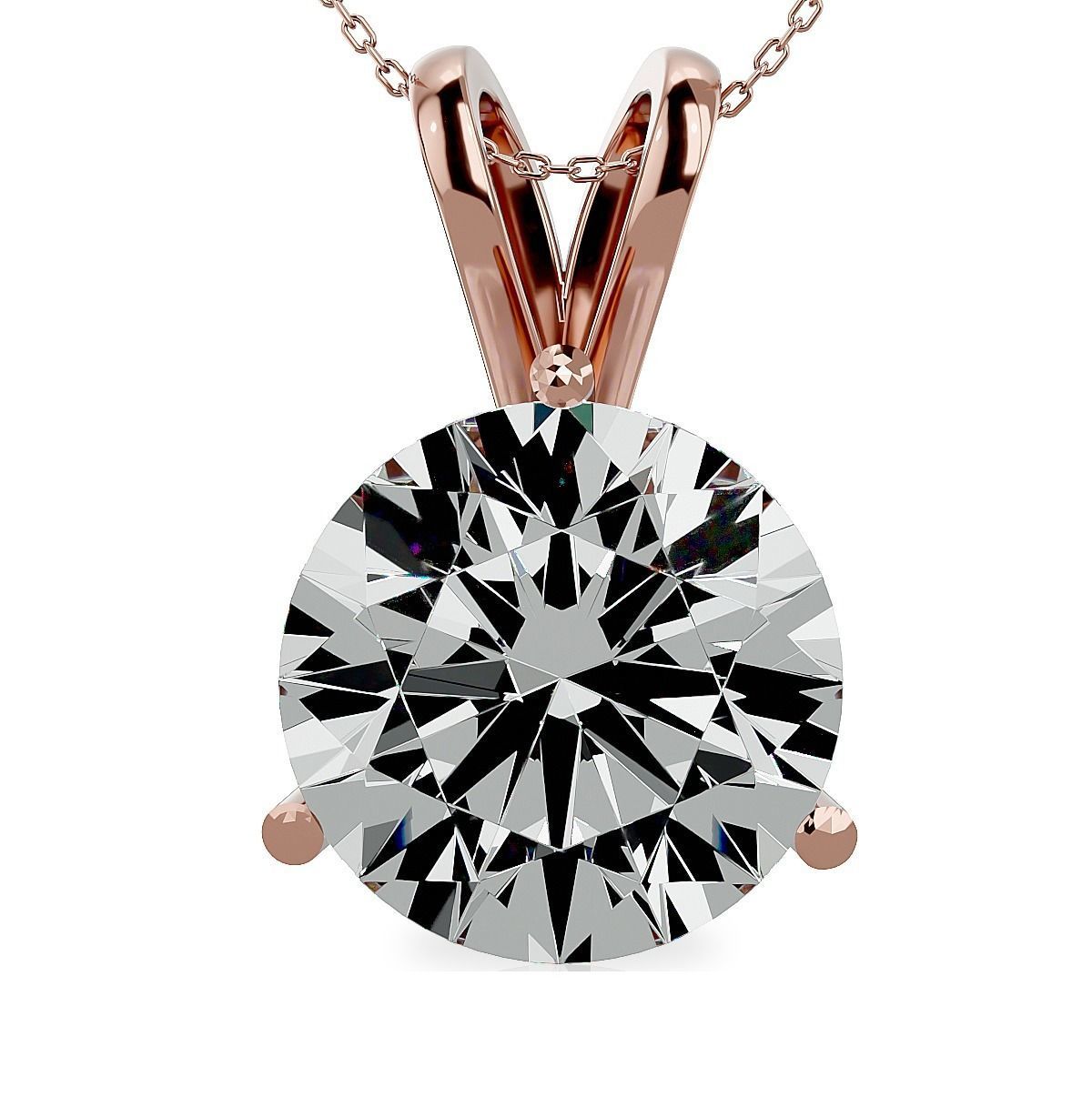 Pendant-140114 round brilliant cut diamond pendant in rose gold 3D print model_3
